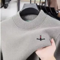 Thickened Sweater Men's Mink Fur Winter Clothing Knitted Base Wool Sweater One-piece Velvet Top